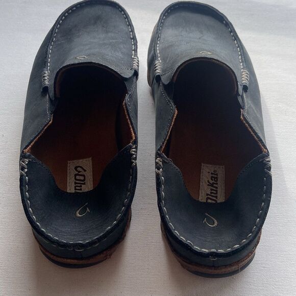 Olukai Men's Black Leather Loafers Moloa Men’s size 9.5 - Picture 6 of 9